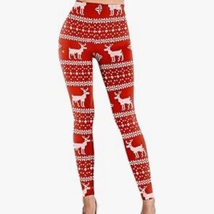 Festive Red Reindeer Leggings